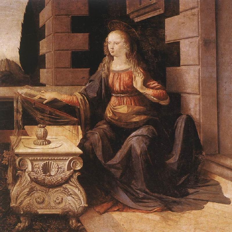 LEONARDO da Vinci Annunciation (detail) sg77 Spain oil painting art